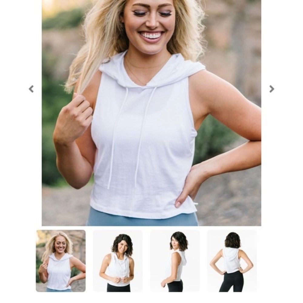 ZYIA Large White Crop Hoodie